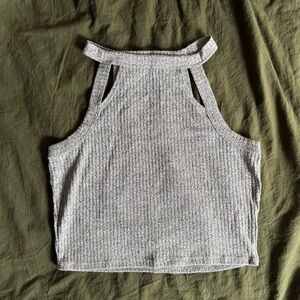 Charlotte Russe Gray Ribbed Crop Tank Top